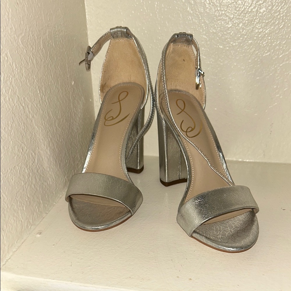 Sam Edelman Silver Block Heel Sandals